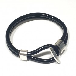 Bracelet 2 rangs en PVC noir